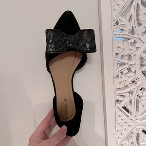Black flats with bow